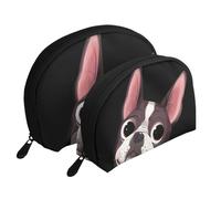 Boston Terrier Nature, Trousse de Maquillage Coquille Femme Petit Porte-Monnaie Trousse de Toilette Trousse à cosmétiques 2 pièces