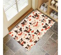 Boston Terrier Paillasson Interieur Entree 40 X 60 Cm Tapis Antidérapant Absorbant Tapis D'Entrée Intérieur Chien pour Entrée, Porte Et Couloir, Crème Chien Dessin Animé