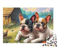 Boston Terrier Puzzle en Carton Clairière fantaisiste dans la forêt 1000 Pièces Papier Épais pour Amateurs Impression HD Loisir Créatif Jeu De Réunion avec Poster sans Toxique 38x26cm/1000pcs