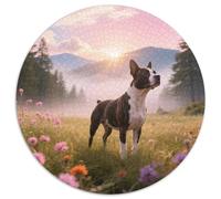 Boston Terrier, Puzzle Inspirant Circulaire 1000 Pièces Avecchien de Compagnie, Destiné À Ceux en Quête De Beauté Et De Calme 1000pcs (67.5x67.5cm)