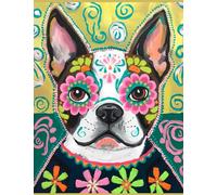 Boston Terrier Sugar Skull Composition Book: Wide Ruled Lined Notebook, 120 Pages for School, Work, or Home.