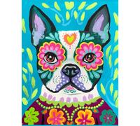 Boston Terrier Sugar Skull Composition Book: Wide Ruled Lined Notebook, 200 Pages for School, Work, or Home.