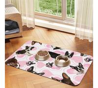 Boston Terrier,Tapis d'alimentation pour Animaux de Compagnie, Sets de Table en Cuir PU pour Chats et Chiens,40x60cm