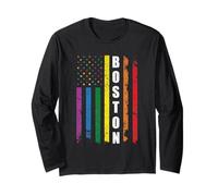 Boston Us American Flag Rainbow Gay LGBT Pride Month Manche Longue