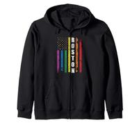 Boston Us American Flag Rainbow Gay LGBT Pride Month Sweat à Capuche