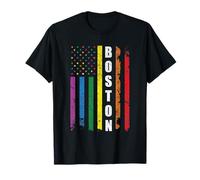 Boston Us American Flag Rainbow Gay LGBT Pride Month T-Shirt