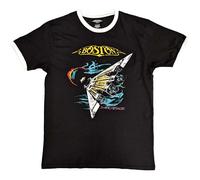 Boston 'US Tour '87' T-shirt Eco Ringer noir et blanc - NOUVEAU ET OFFICIEL
