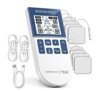 BostonTech Électrostimulateur Musculaire TENS EMS Rechargeable 5 en 1, RUSS, IF et DIY, 80 Programmes, 16 Niveaux d'Intensité, 2 Canaux, 8 Électrodes, Minuterie, Récupération Musculaire