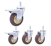 BOSUGE,4 Pcs Filetage M12 Heavy Duty roulettes roulettes Pneumatiques en Caoutchouc Silencieux Pivotant roulettes for Meubles Et Transport Industriel roulettes De Tige for Chariot Chariot (Couleur :