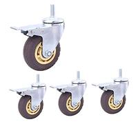 BOSUGE,4 Pcs Filetage M12 Heavy Duty roulettes roulettes Pneumatiques en Caoutchouc Silencieux Pivotant roulettes for Meubles Et Transport Industriel roulettes De Tige for Chariot Chariot (Couleur :