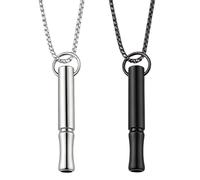 BosuLai Collier de Respiration Anti Tabac, 2 Pcs Collier Respiratoire Anti-Stress, Chaîne avec Sifflet, Anti Stress Respirant Acier Inoxydable pour Soulager le Stress etl'anxiété