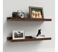 Boswillon Lot de 2 étagères murales flottantes avec rebord pour chambre à coucher, salon, salle de bain, cuisine - Noyer