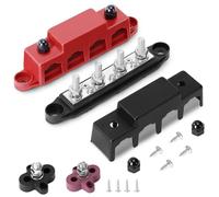 BOSYTRO 2 PCS 12V-48V DC Rail de Collecte Distributeur de Bloc 250A Busbar avec 5/16" (M8) 4-Posts Bornier avec Couvercle, Bornier Electrique avec 2x Borniers M8 pour Voiture RV Bateau (Rouge Noir)