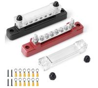 BOSYTRO 2PCS Bloc de Distribution D'alimentation 12V-48V DC BusBar 150A Barres de Distribution D'énergie avec 6x M4 Boulons de Borne et 12 Connecteurs M4, Bornier 12V pour Voiture Bateau(Rouge Noir)