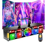 BOSYTRO 7 en 1 Lumière Disco Lumière de Fête avec Télécommande, Lumières disco DJ RGB Contrôlées par la Musique, éclairage de scène DMX512 avec Lumière dorée et motifs, pour fêtes et clubs