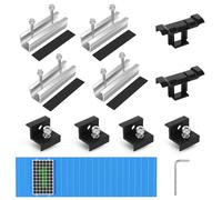 BOSYTRO Kit Fixation Panneau Solaire pour 1 Module, Support Montage PV, Rail 12 CM, Clips de Drainage d'eau 30 MM, Pince Réglable pour Modules de 30 à 35 mm d'épaisseur-Pour toit plat,trapézoïdal