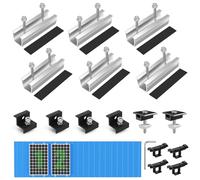 BOSYTRO Kit Fixation Panneau Solaire pour 2 Module, Support Montage PV, Rail 12 CM, Clips de Drainage d'eau 30 MM, Pince Réglable pour Modules de 30 à 35 mm d'épaisseur-Pour toit plat,trapézoïdal