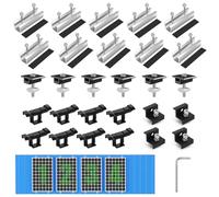 BOSYTRO Kit Fixation Panneau Solaire pour 4 Module, Support Montage PV, Rail 12 CM, Clips de Drainage d'eau 30 MM, Pince Réglable pour Modules de 30 à 35 mm d'épaisseur-Pour toit plat,trapézoïdal