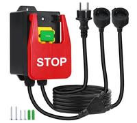 BOSYTRO Nouvelle version Interrupteur, Interrupteur Monophasé 220V, Interrupteur de Sécurité Avec cordon d'alimentation 2m,avec 2 Prises Pour couper rapidement l'alimentation de l'équipement (stop)