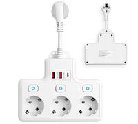 BOSYTRO Prise Multiple USB, Triplette Electrique, Multiprise avec Interrupteur dotée de 2 Ports USB et d'un Port Type-C (PD 18-20W), Adaptée pour Le Salon et Le Bureau Max 3500W/16A-XP