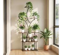 BOSYTRO Support Plantes Interieur avec Lampe Horticole, 162 Cm De Haut, Etagere Plante 8 Niveaux, Support à Plante Bois & Métal Pour Salon, Terrasse, Jardin, Balcon, Décoration De La Maison
