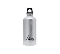 Laken Futura Bouteille avec bouchon à vis, anneau, mousqueton et goulot étroit, Argent 600 ml