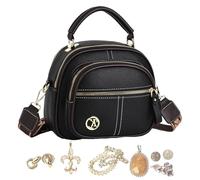 Bota di tote - Sac à bandoulière en cuir pour femme | Sac à bandoulière en cuir mignon | Compartment multifonctionnel Bagne Hobo avec épaule réglable | Sac à dos pour les utilisations de voyage, Noir