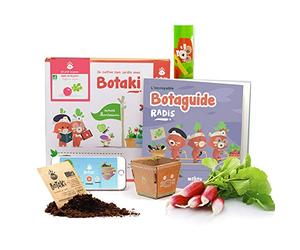 BOTAKI - Kit Loisir Créatif - Potager Maison pour Enfant - Kit Semis Radis - Pots + Sachet de Graines Bio + Palets de Terreau + Magazine - 4 Ans et +