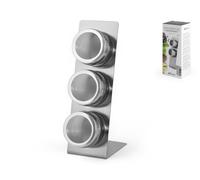 BOTANIC®-3 boîtes sur support magnétique en inox argent - 11 x 8 x 24 cm