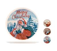 BOTANIC®-Assiette de présentation en faïence et en grès coloris multicolore Xmas - diamètre 32 cm (produit vendu à l'unité, livré aléatoirement parmi