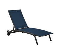 BOTANIC®-Bain de soleil en aluminium gris et toile textilène bleue - 192 x 71 x 30/92 cm