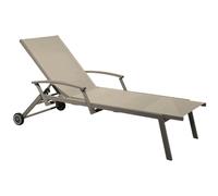 BOTANIC®-Bain de soleil Oro avec accoudoir coloris beige en aluminium - 190 x 68 x 34 cm