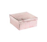 BOTANIC®-Boîte carrée en papier métallisé rose à motifs rayures - 19 x 8,5 cm