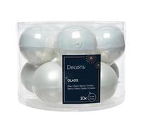 BOTANIC®-Boite de 10 boules de couleur blanc d’hiver brillant et mat - diamètre 6 cm