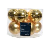 BOTANIC®-Boite de 10 boules de couleur or clair brillant et mat - diamètre 6 cm