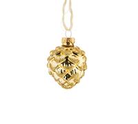 BOTANIC®-Boite de 6 pommes de pin verre brillant coloris jaune - diamètre 5 cm