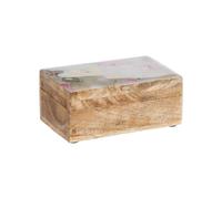 BOTANIC®-Boîte en bois de manguier à décor floral pêche grand modèle - 20 x 15 x 10 cm