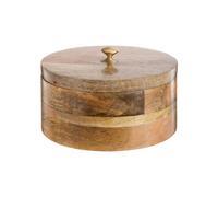BOTANIC®-Boîte ronde avec couvercle en bois de manguier naturel - diamètre 20 x H 10 cm