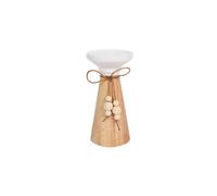 BOTANIC®-Bougeoir en bois et céramique avec nœud - diamètre 9,5 x H 18 cm