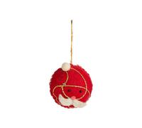 BOTANIC®-Boule Père Noël en laine polyester rouge et blanc - diamètre 4 cm
