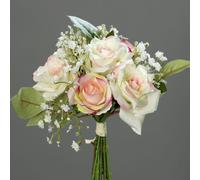 BOTANIC®-Bouquet de fleurs artificielles roses et gypsophiles coloris rose et crème - 20 cm