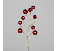 BOTANIC®-Branche décorative avec 9 boules de Noël rouges - 81 cm