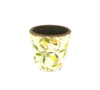 BOTANIC®-Cache-pot citron coloris jaune en céramique - diamètre 14,5 cm x 13,5 cm