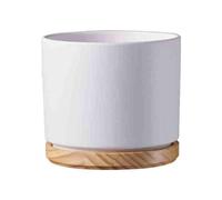 BOTANIC®-Cache-pot en bois et céramique blanc Oslo - diamètre 13 x H 12 cm