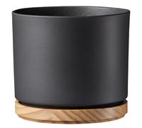 BOTANIC®-Cache-pot en bois et céramique gris anthracite Oslo - diamètre 22 x H 20 cm