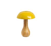 BOTANIC®-Champignon à poser tête emaillée coloris vert en bois de manguier - 14 x 10 x 10 cm