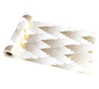 BOTANIC®-Chemin de table blanc et or velours Tree Spirit - 28 x 300 cm