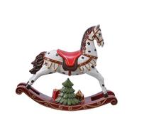BOTANIC®-Cheval à bascule blanc et marron en résine à poser - 5 x 21,5 x 18,5 cm