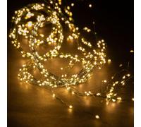 BOTANIC®-Chute lumineuse pour sapin de Noël micro LED blanc chaud effet flash fil vert - 1,8 m