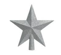 BOTANIC®-Cime étoile plastique pailletée couleur argent - 19 cm de haut